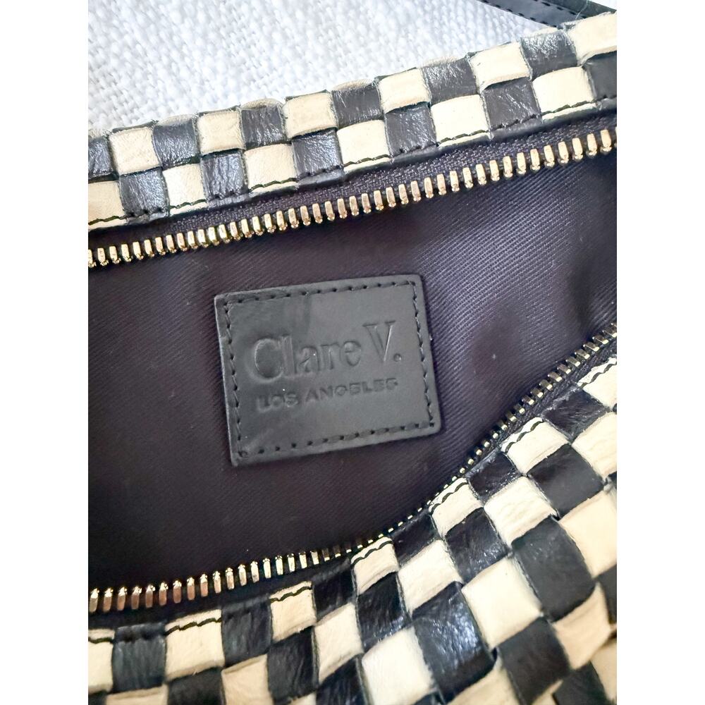 Clare V | Grande Fanny in Black/Cream Woven Checker - Picture 7 of 8